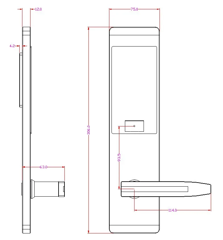 2020 Ttlock Hotel Keypad Lock Dimensions