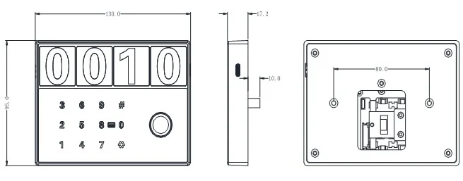 Em183 RFID Locker Lock Dimensions