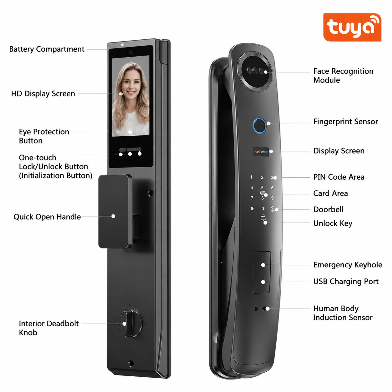 K8 Tuya Face Fingerprint Lock