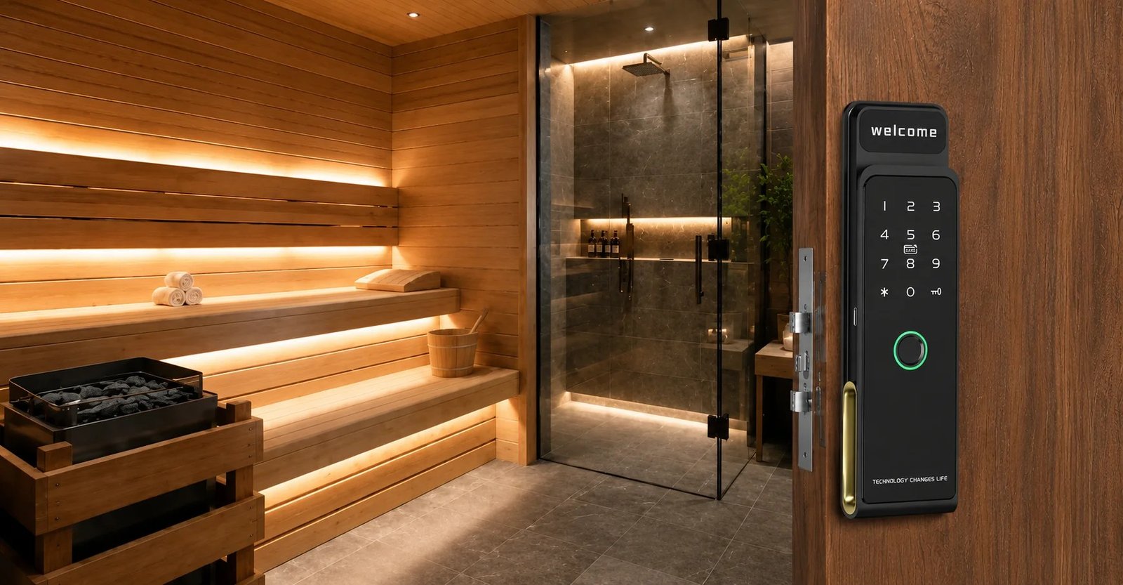 Waterproof spa and sauna smart locks